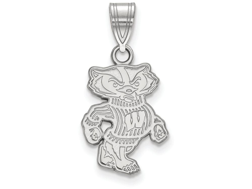 LogoArt Sterling Silver University Of Wisconsin Medium Pendant Necklace