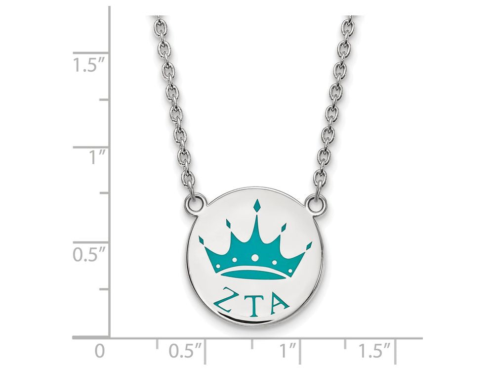 LogoArt Sterling Silver Zeta Tau Alpha Small Enameled Pendant Necklace With 18 Inch