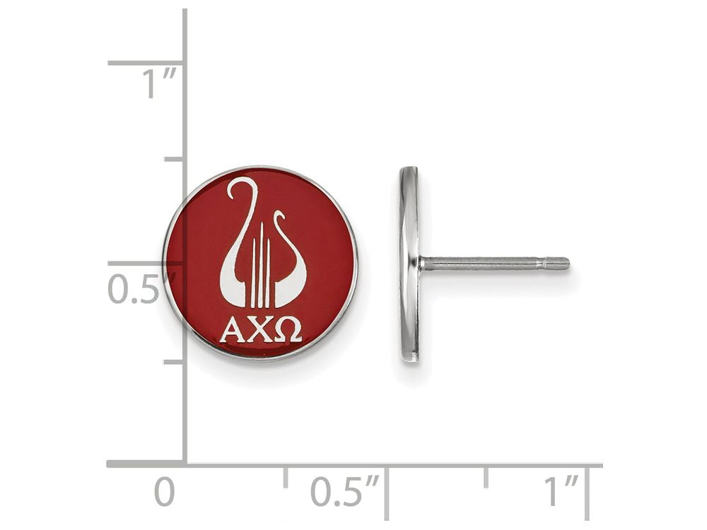 LogoArt Sterling Silver Alpha Chi Omega Enameled Post Earrings