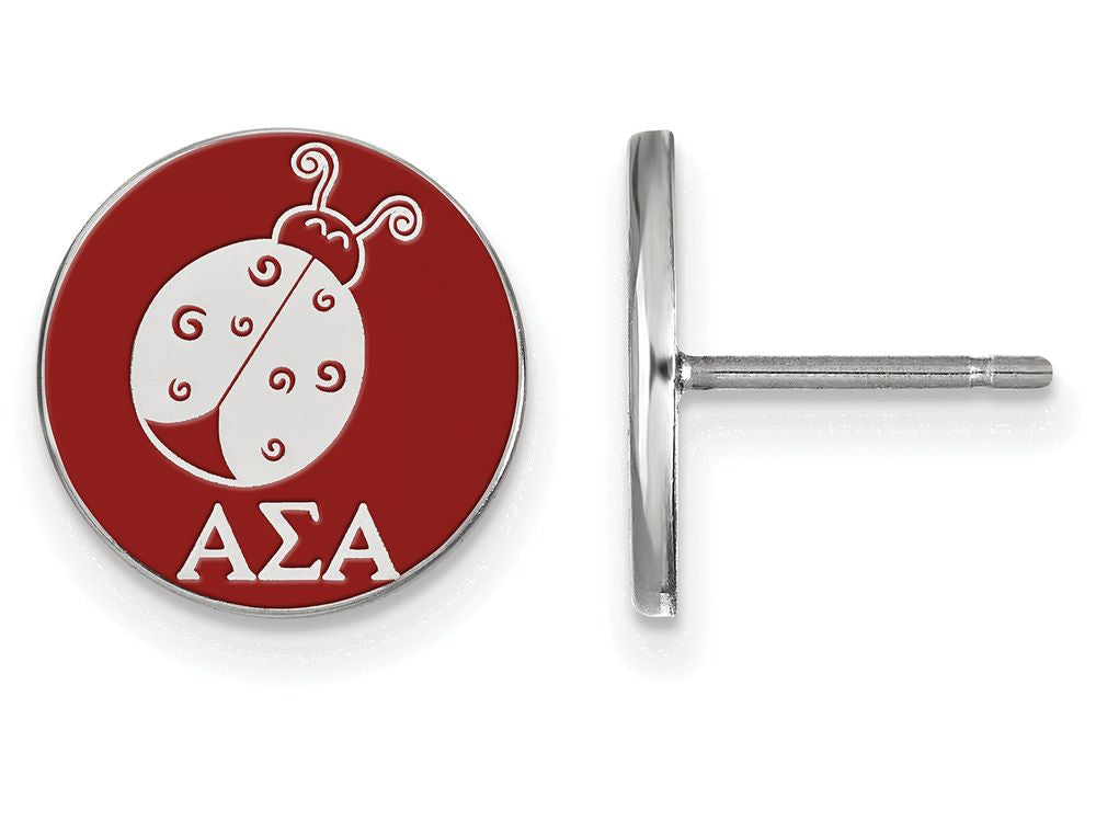 LogoArt Sterling Silver Alpha Sigma Alpha Enameled Post Earrings