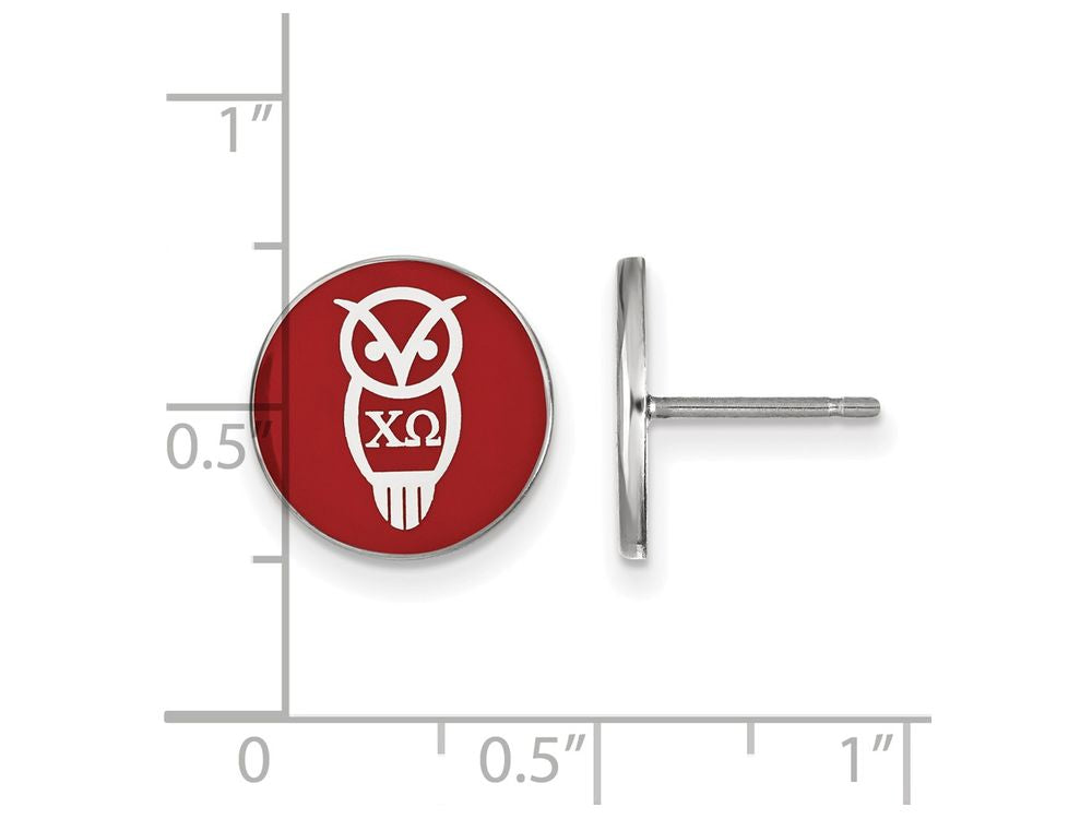LogoArt Sterling Silver Chi Omega Enameled Post Earrings