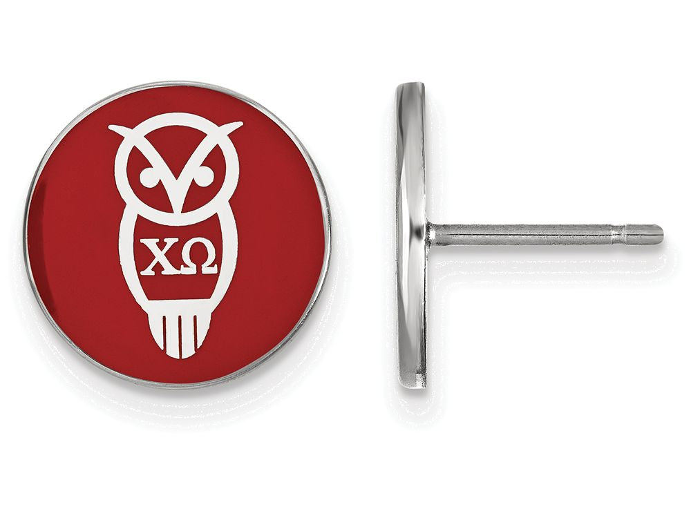 LogoArt Sterling Silver Chi Omega Enameled Post Earrings