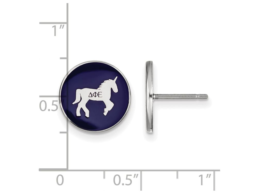 LogoArt Sterling Silver Delta Phi Epsilon Enameled Post Earrings
