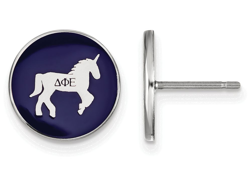 LogoArt Sterling Silver Delta Phi Epsilon Enameled Post Earrings