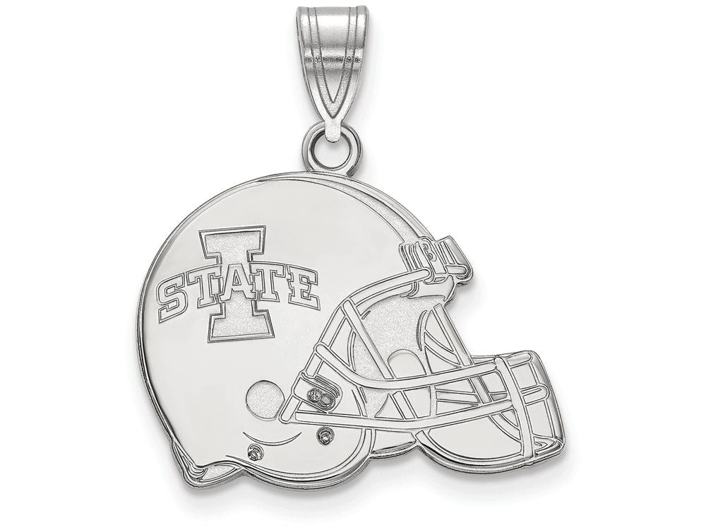 Logoart 925 Sterling Silver Iowa State University Football Helmet Pendant