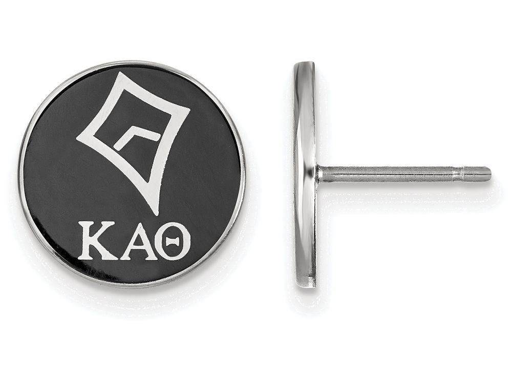 LogoArt Sterling Silver Kappa Alpha Theta Enameled Post Earrings