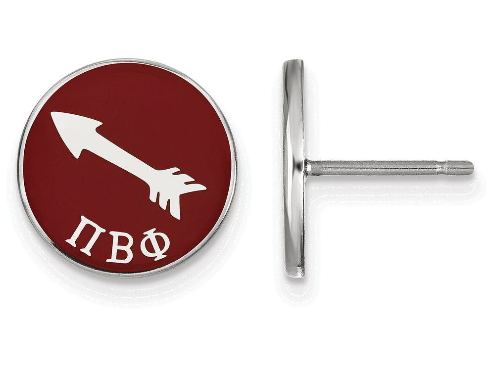 LogoArt Sterling Silver Pi Beta Phi Enameled Post Earrings