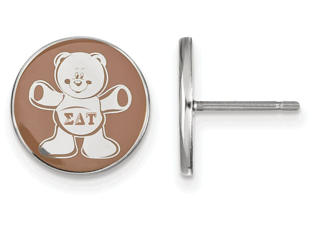LogoArt Sterling Silver Sigma Delta Tau Enameled Post Earrings