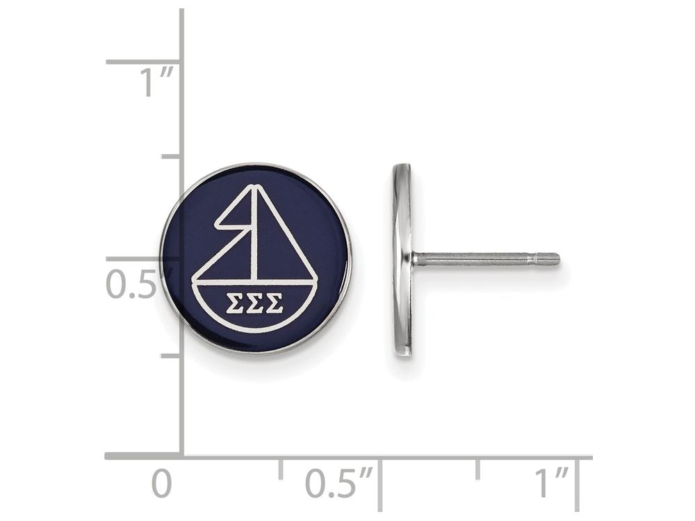 LogoArt Sterling Silver Sigma Sigma Sigma Enameled Post Earrings