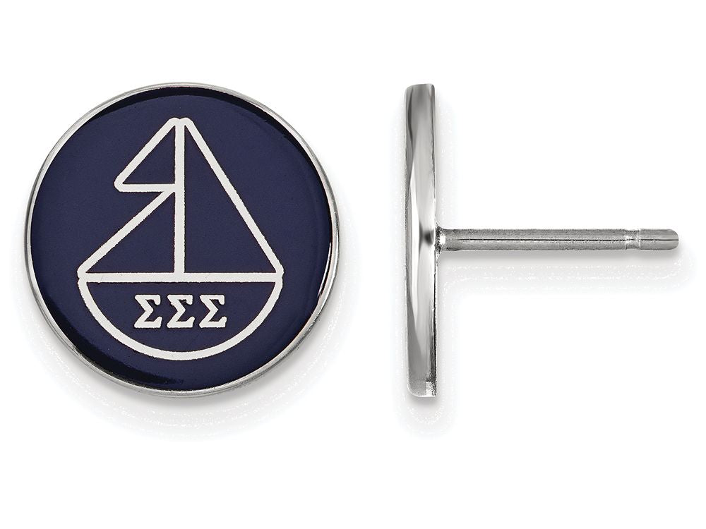 LogoArt Sterling Silver Sigma Sigma Sigma Enameled Post Earrings