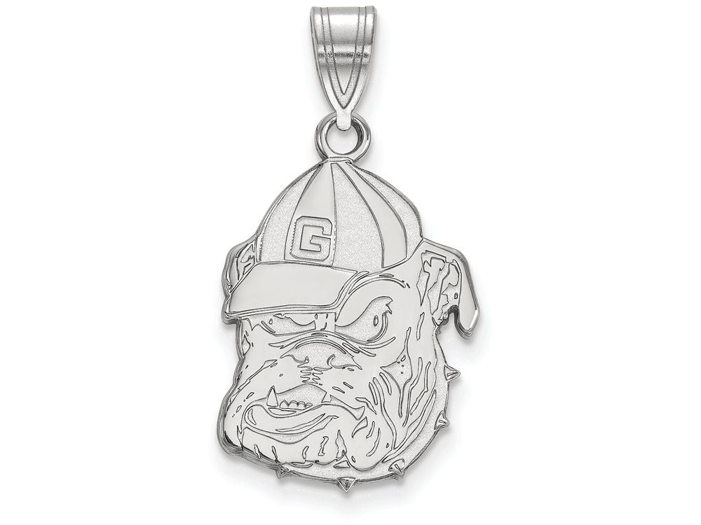LogoArt Sterling Silver University Of Georgia Large Pendant Necklace