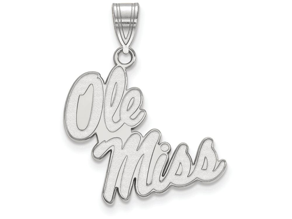 LogoArt Sterling Silver University Of Mississippi Large Pendant Necklace