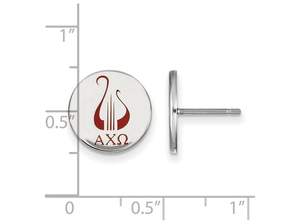 LogoArt Sterling Silver Alpha Chi Omega Enameled Post Earrings
