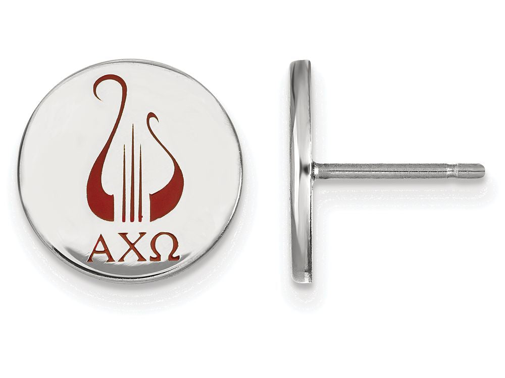 LogoArt Sterling Silver Alpha Chi Omega Enameled Post Earrings