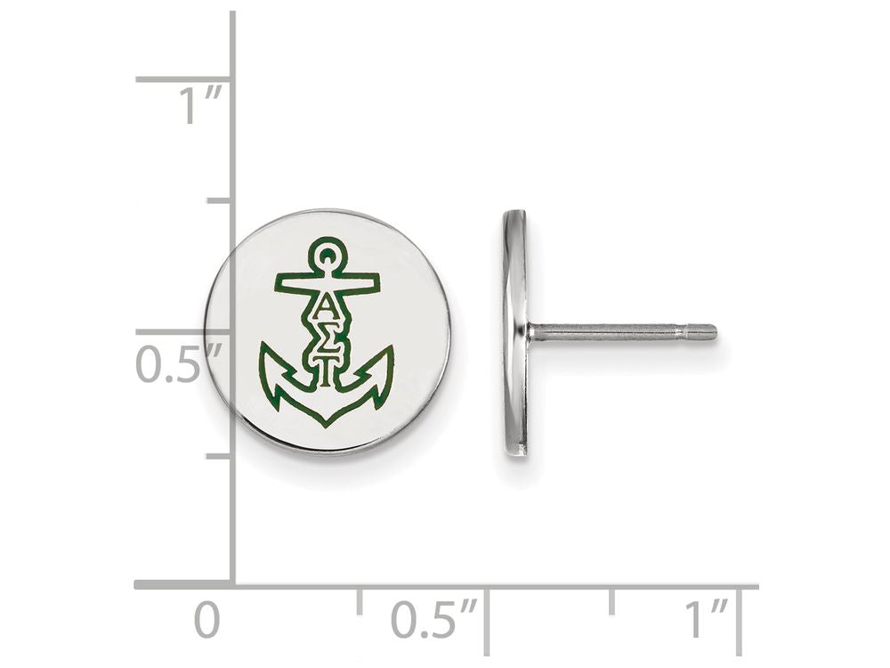LogoArt Sterling Silver Alpha Sigma Tau Enameled Post Earrings