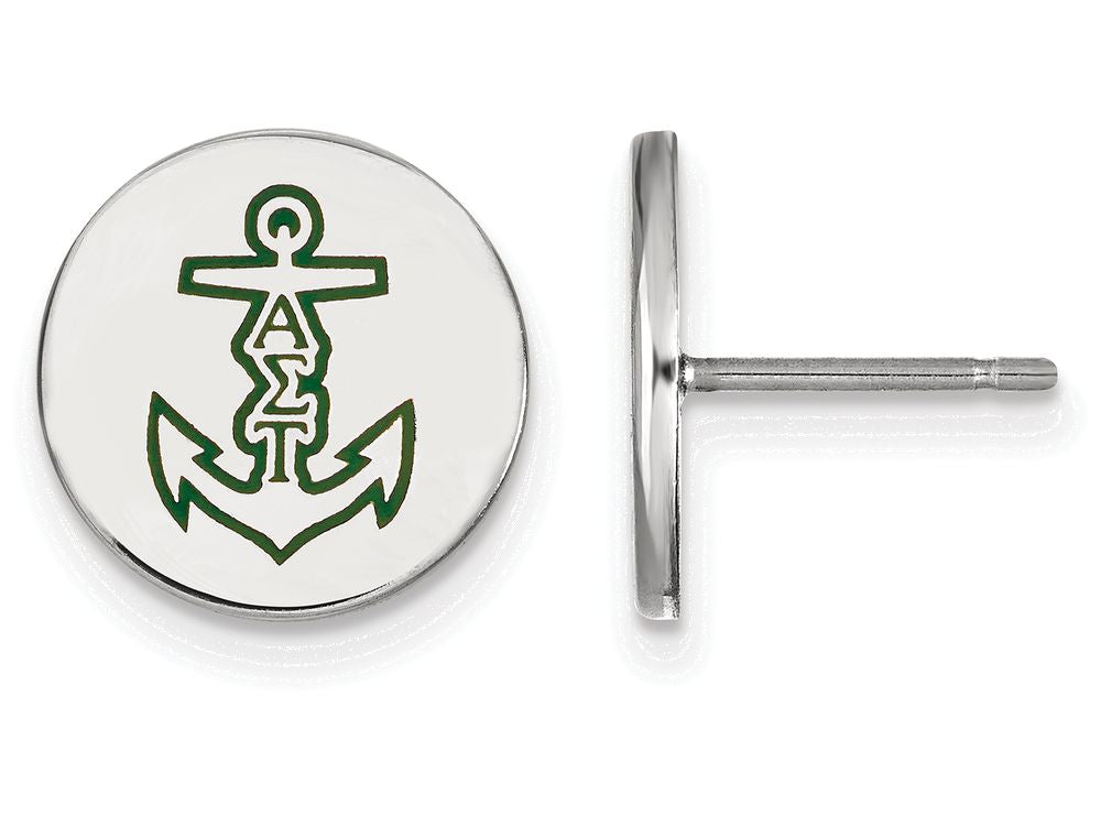 LogoArt Sterling Silver Alpha Sigma Tau Enameled Post Earrings