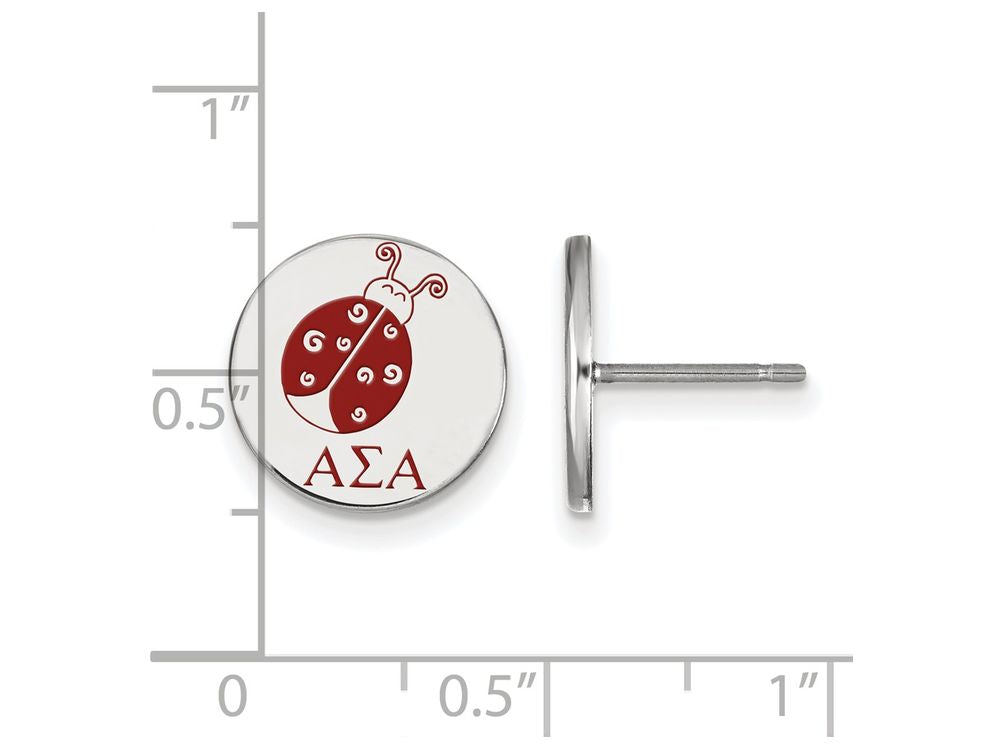 LogoArt Sterling Silver Alpha Sigma Alpha Enameled Post Earrings