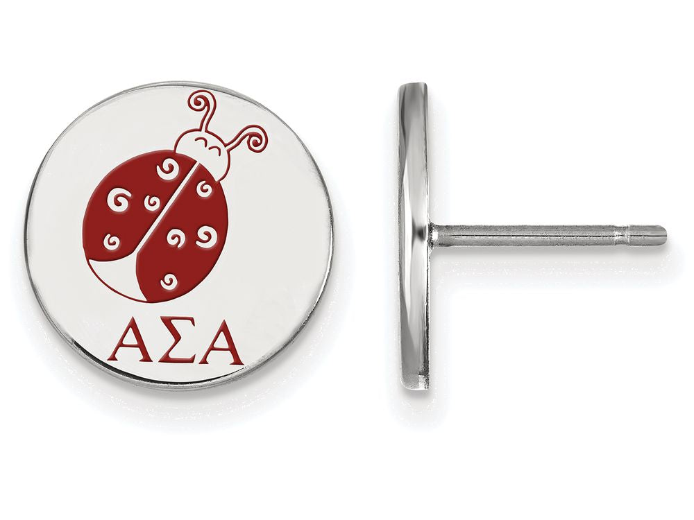 LogoArt Sterling Silver Alpha Sigma Alpha Enameled Post Earrings