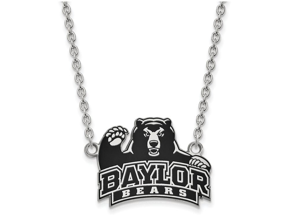 LogoArt Sterling Silver Baylor University Large Enamel Pendant Necklace