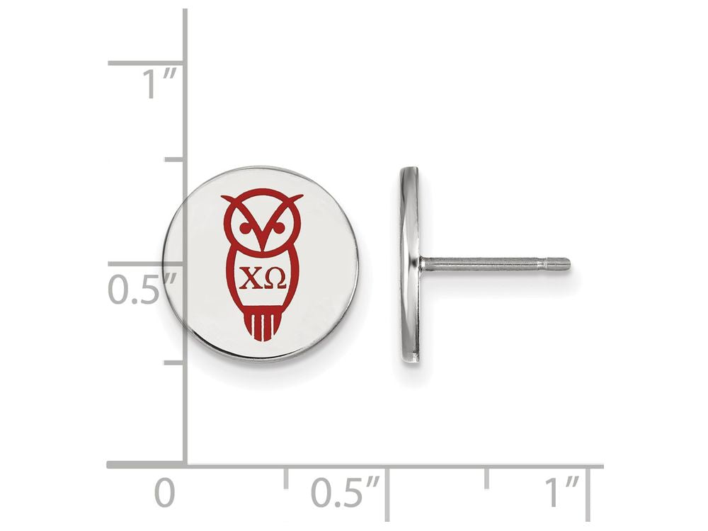 LogoArt Sterling Silver Chi Omega Enameled Post Earrings