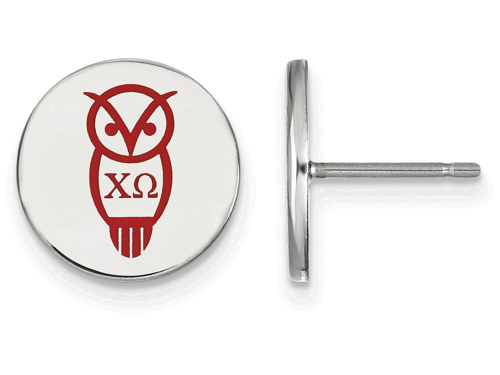 LogoArt Sterling Silver Chi Omega Enameled Post Earrings