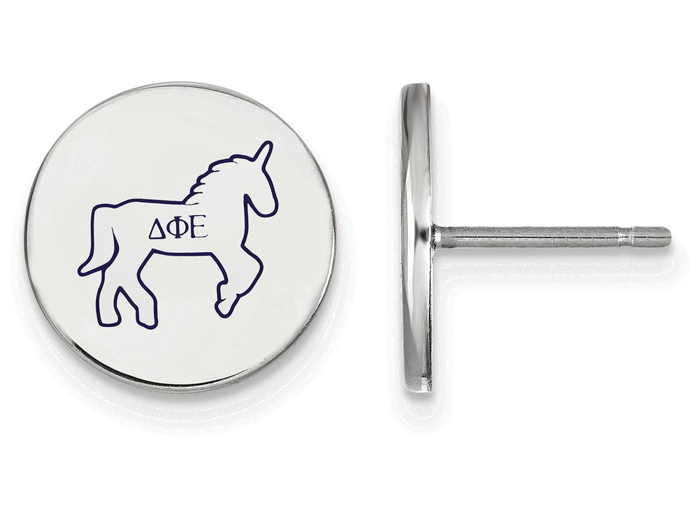 LogoArt Sterling Silver Delta Phi Epsilon Enameled Post Earrings