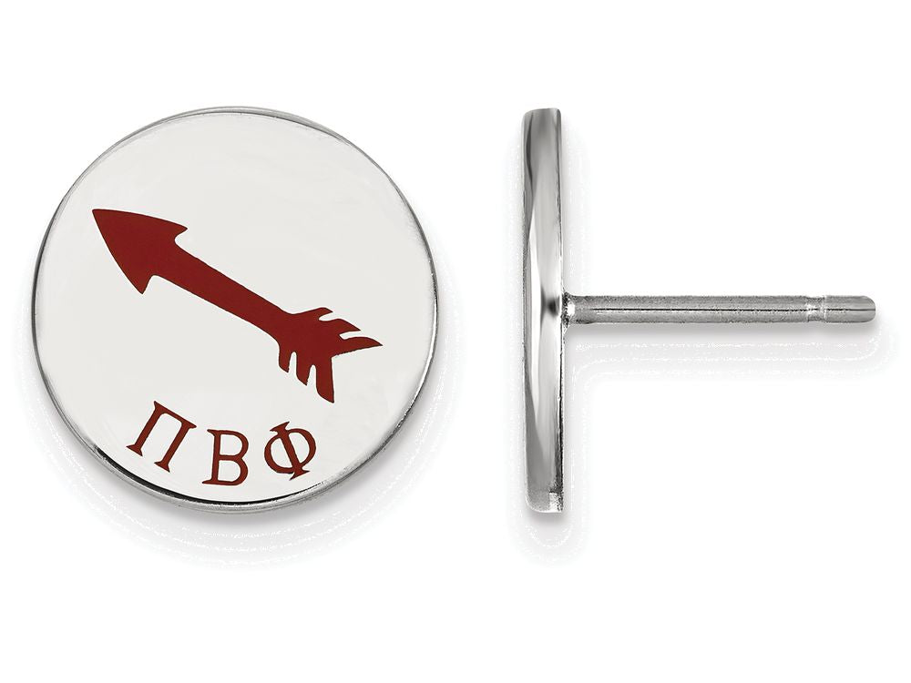LogoArt Sterling Silver Pi Beta Phi Enameled Post Earrings