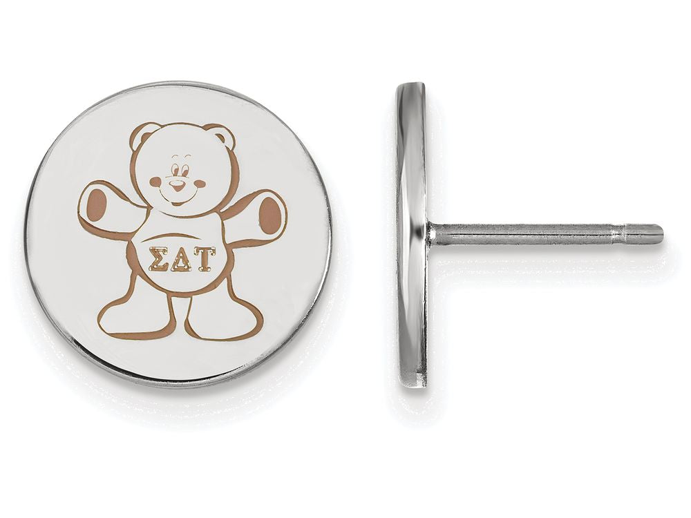 LogoArt Sterling Silver Sigma Delta Tau Enameled Post Earrings