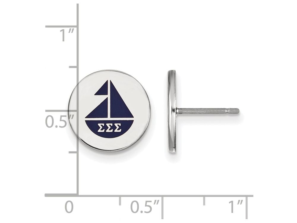 LogoArt Sterling Silver Sigma Sigma Sigma Enameled Post Earrings