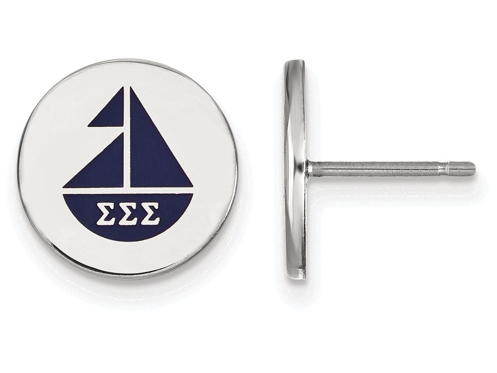 LogoArt Sterling Silver Sigma Sigma Sigma Enameled Post Earrings