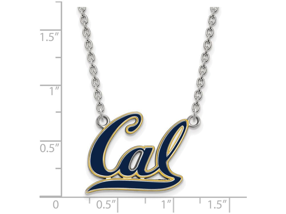 LogoArt Sterling Silver University Of California Berkeley Large Enamel Pendant Necklace