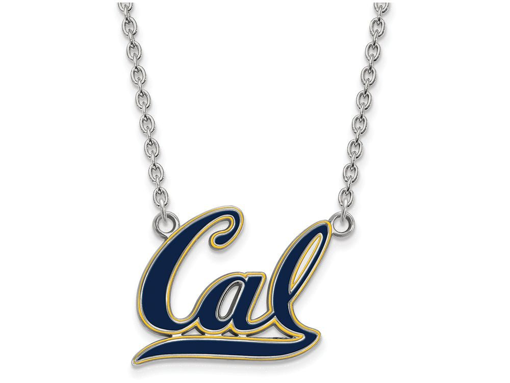 LogoArt Sterling Silver University Of California Berkeley Large Enamel Pendant Necklace