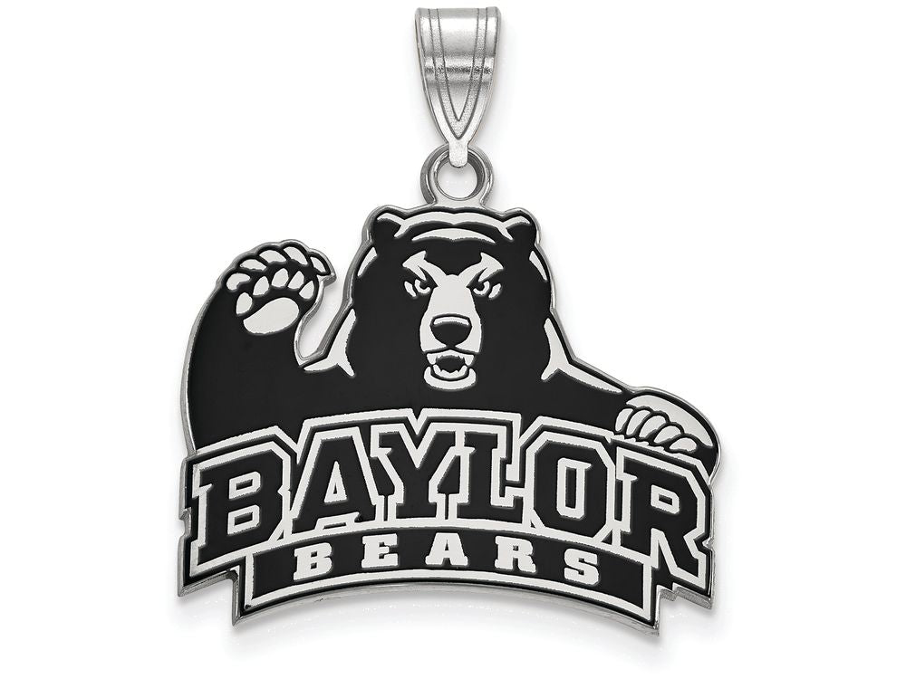 LogoArt Sterling Silver Baylor University Large Enamel Pendant Necklace
