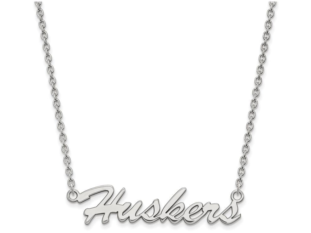 LogoArt Sterling Silver University Of Nebraska Medium Pendant Necklace