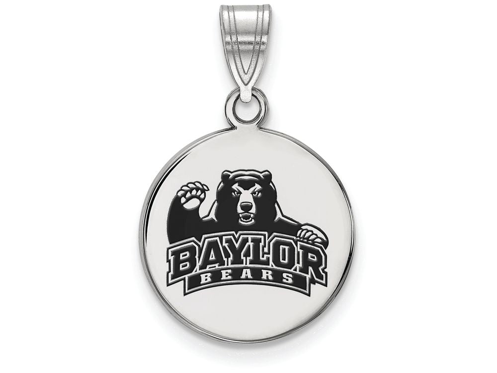 LogoArt Sterling Silver Baylor University Medium Enamel Disc Pendant Necklace