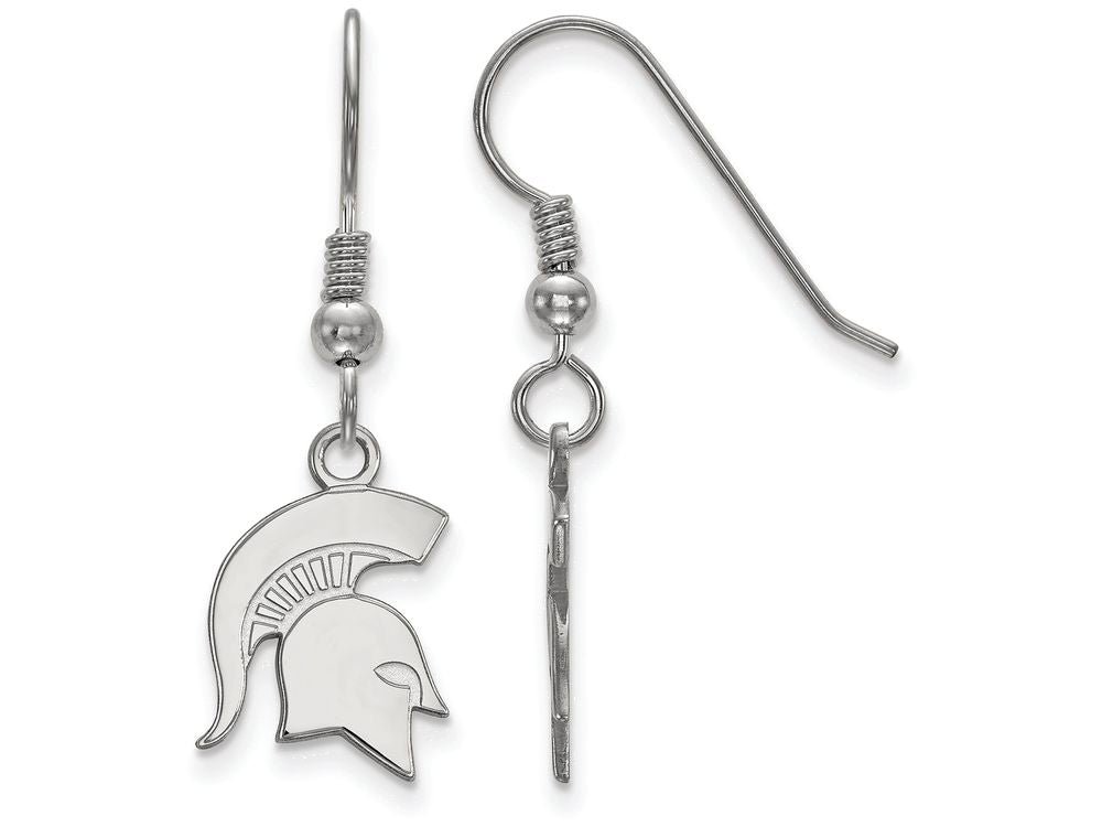 LogoArt Sterling Silver Michigan State University Small Dangle Earrings Wire