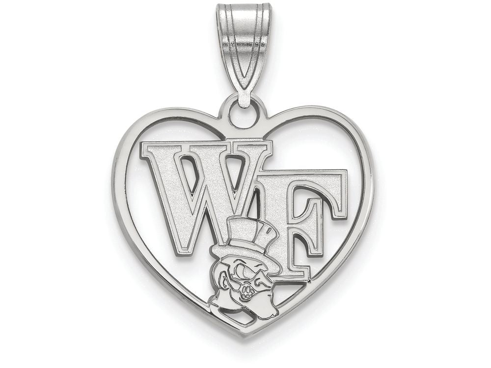 LogoArt Sterling Silver Wake Forest University Pendant Necklace In Heart