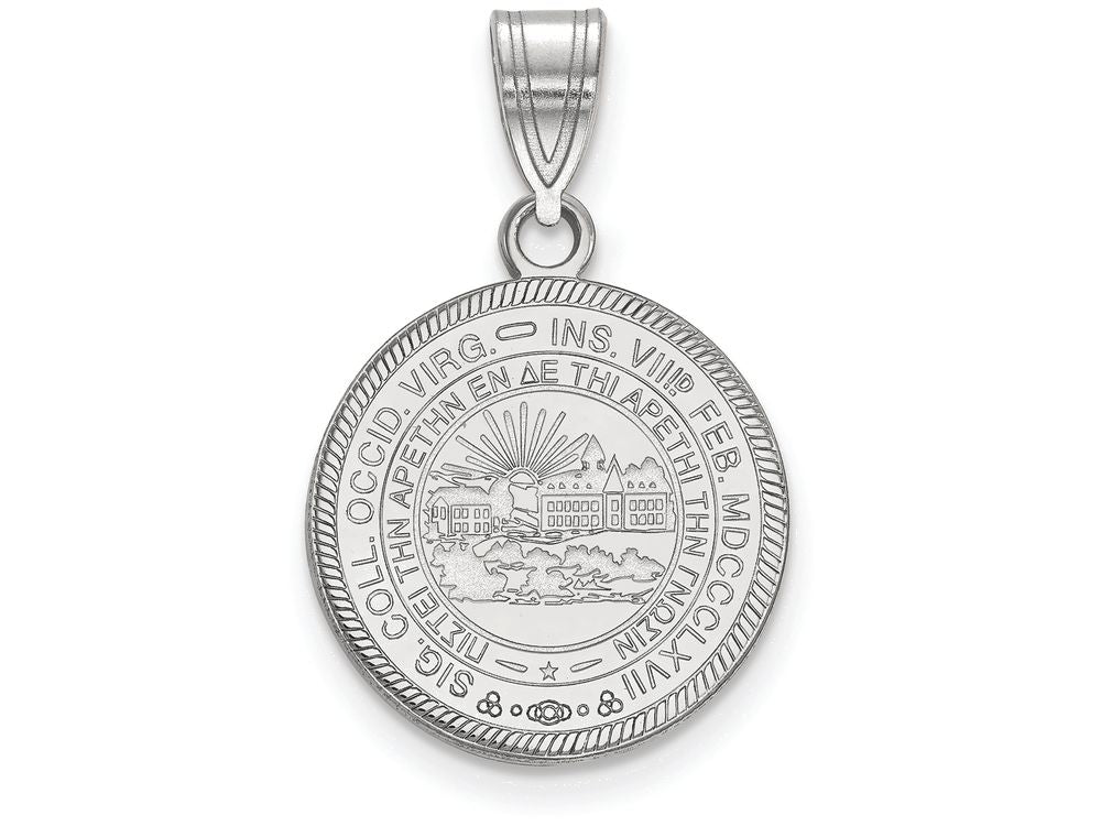 LogoArt Sterling Silver West Virginia University Medium Crest Pendant Necklace