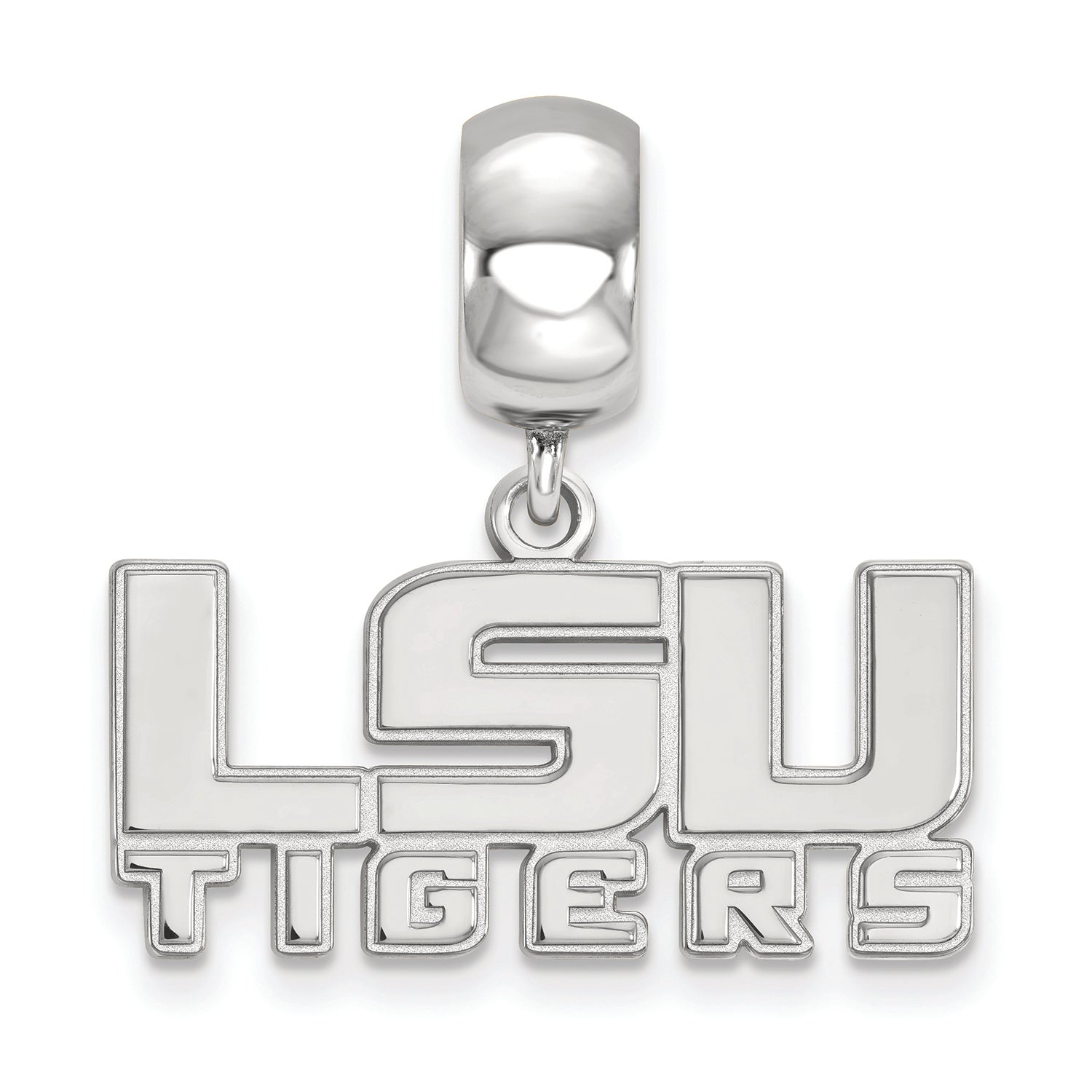 LogoArt Sterling Silver Louisiana State University Bead Charm Charm Small Dangle Bead Charm