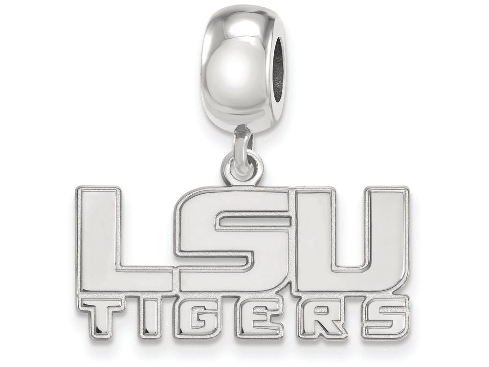 LogoArt Sterling Silver Louisiana State University Bead Charm Charm Small Dangle Bead Charm