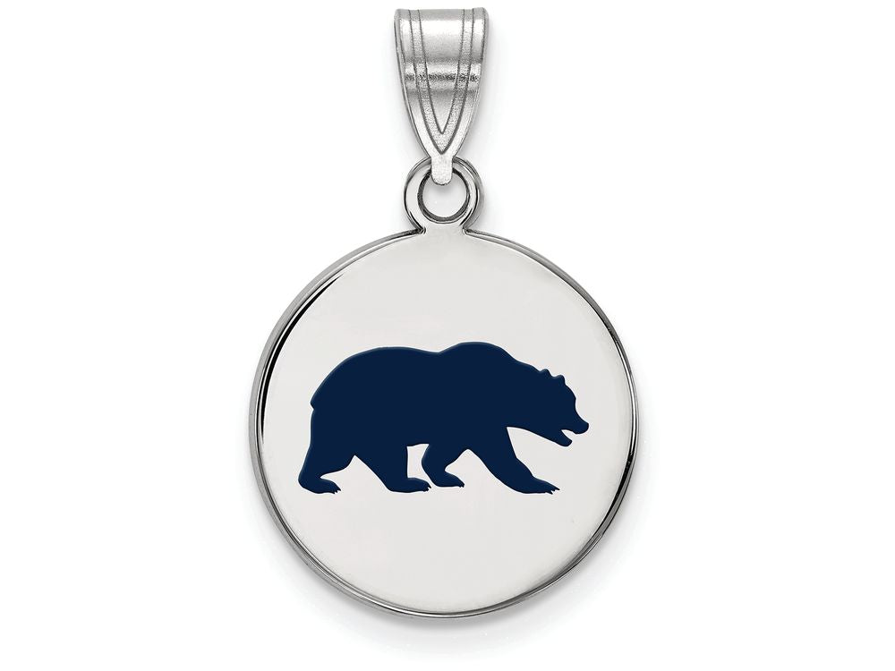 LogoArt Sterling Silver University Of California Berkeley Medium Enamel Disc Pendant Necklace