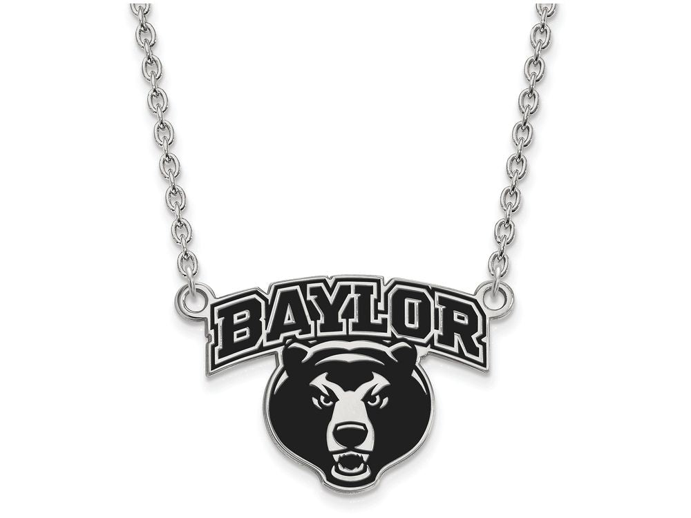 LogoArt Sterling Silver Baylor University Large Enamel Pendant Necklace
