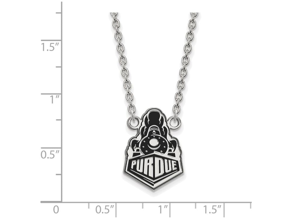 LogoArt Sterling Silver Purdue Large Enamel Pendant Necklace