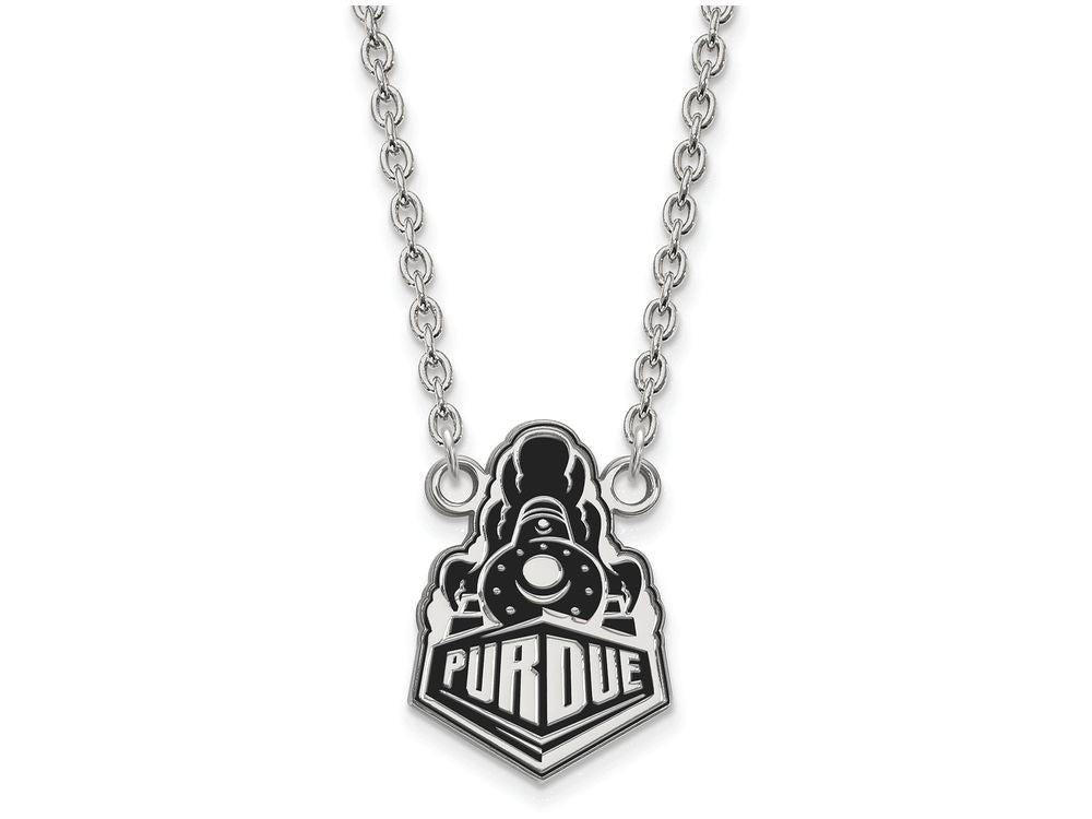 LogoArt Sterling Silver Purdue Large Enamel Pendant Necklace