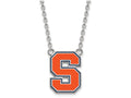 LogoArt Sterling Silver Syracuse University Large Enamel Pendant Necklace