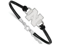 LogoArt Sterling Silver University Of Nebraska Small Leather Bracelet