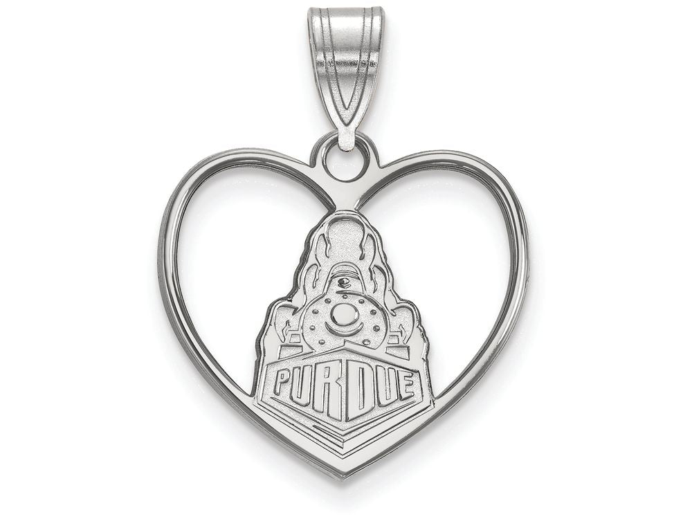 LogoArt Sterling Silver Purdue Pendant Necklace In Heart