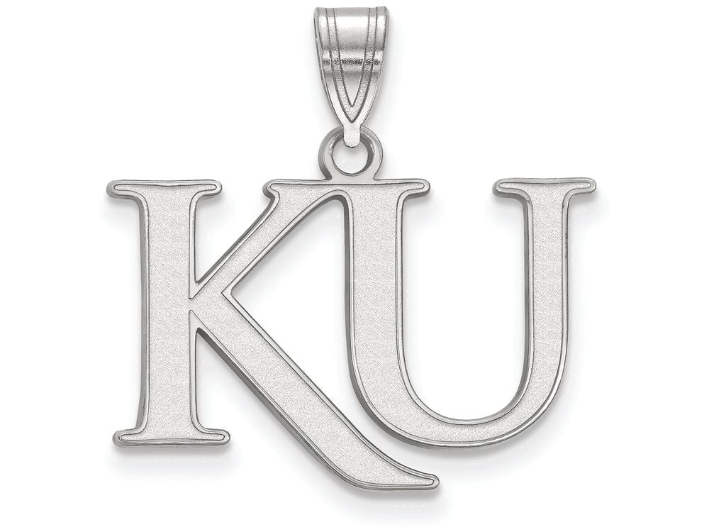 LogoArt Sterling Silver University Of Kansas Medium Pendant Necklace
