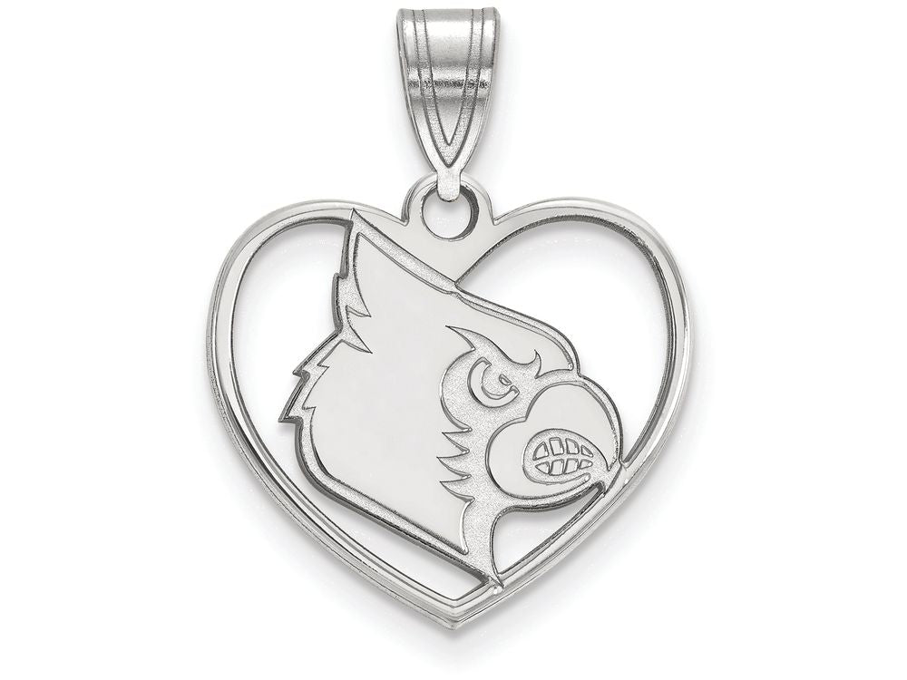 LogoArt Sterling Silver University Of Louisville Pendant Necklace In Heart