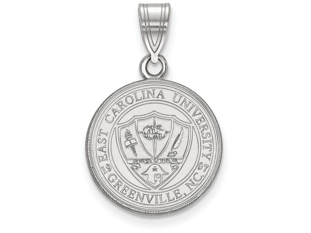 LogoArt Sterling Silver East Carolina University Medium Crest Pendant Necklace